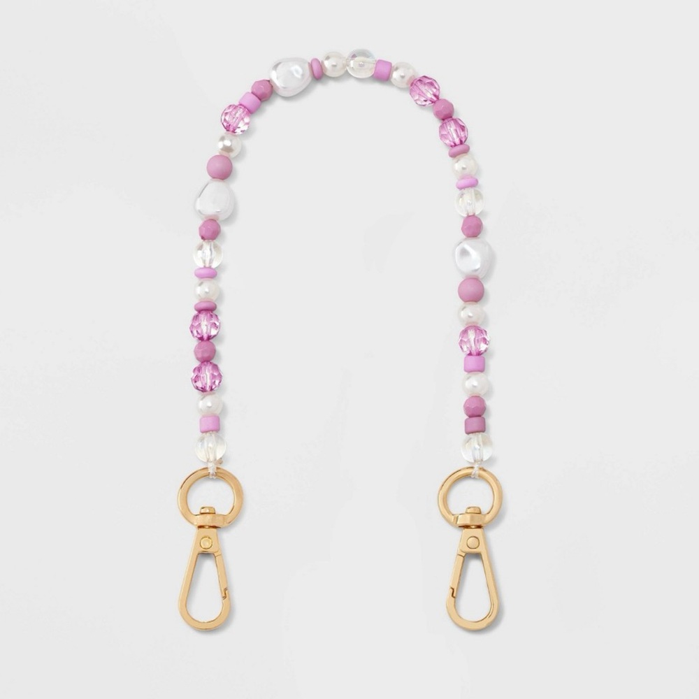 Beaded Accessory Wristlet/Phone Strap - A New Day™ Pink/ White NIB